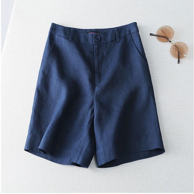 Summer New Cotton and Linen Casual Shorts for Women High Waist Plus Size Wide Leg Shorts Woman Fashion Simple Straight Office Lady Short Pants 24712