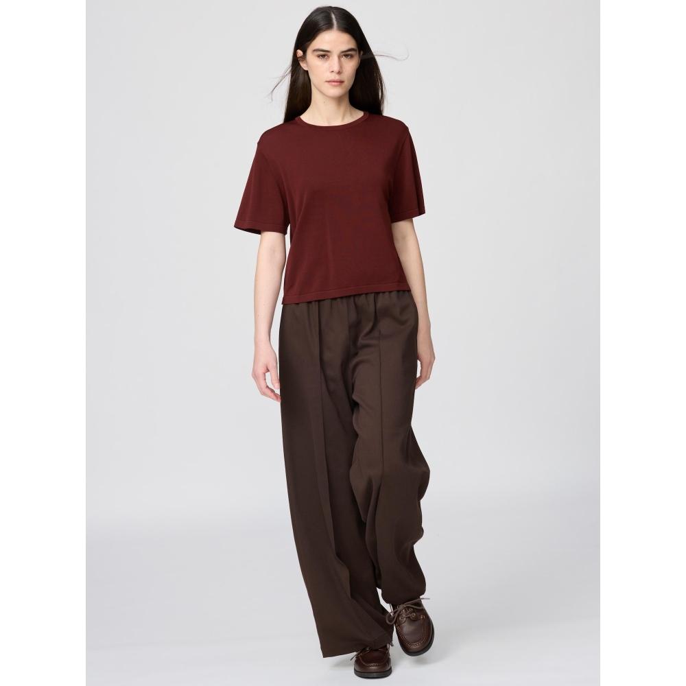 Uniqlo Японская Коробчатая Вязаная Футболка Моющаяся