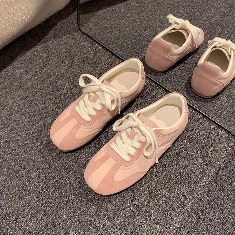 Retro Color Matching Flat-bottomed German Training Shoes for Women's 2025 New Comfortable and Breathable Small Casual Sports Forrest Gump Shoes