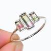 Natural Rare Watermelon Cut Tourmaline Gemstone 925 Sterling Silver Ring Size 8 US