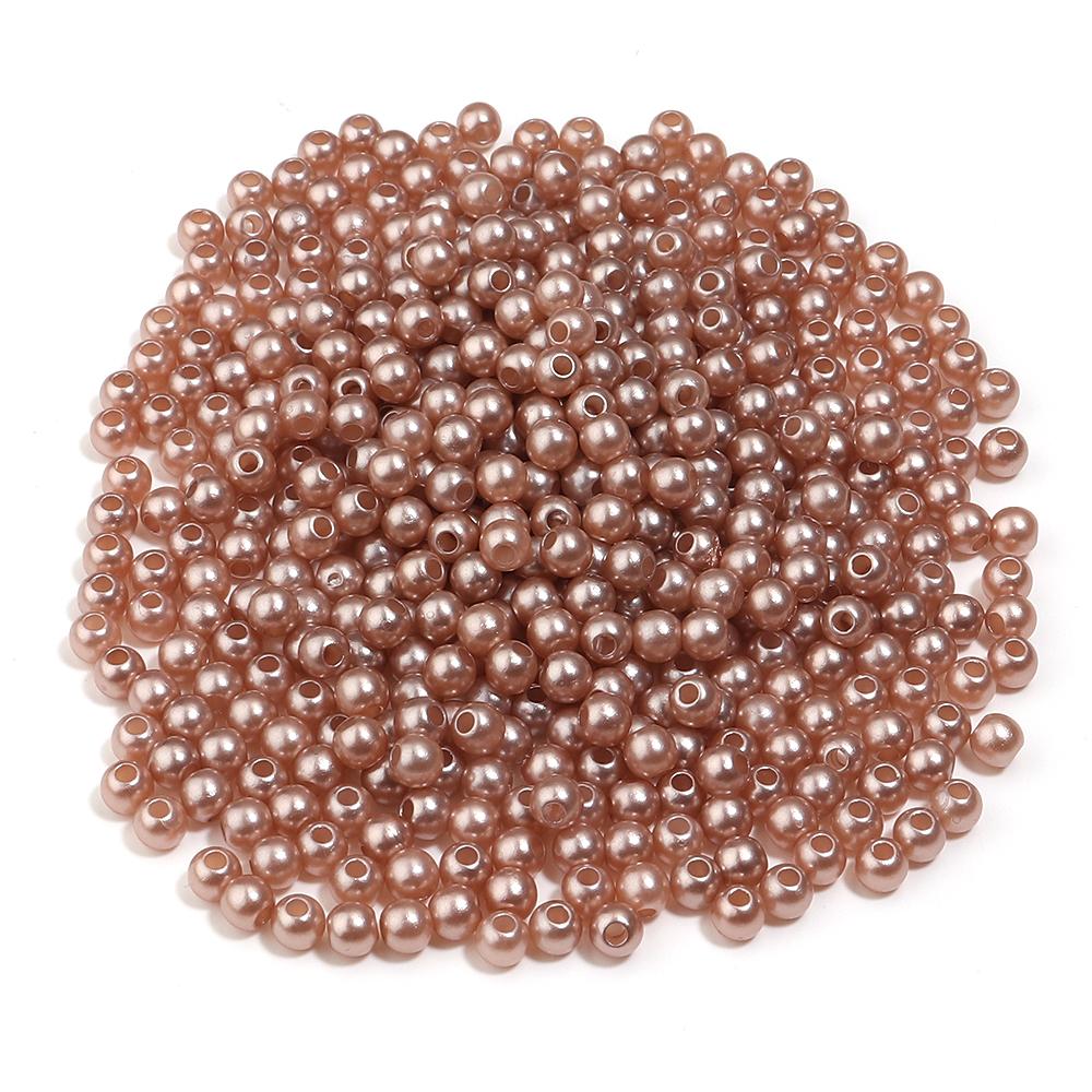50-1000 шт. 3/4/5/6/8/10/12 мм Светло-коричневые бусины из ABS под жемчуг с отверстием, круглые, россыпью, для изготовления украшений, браслетов DIY