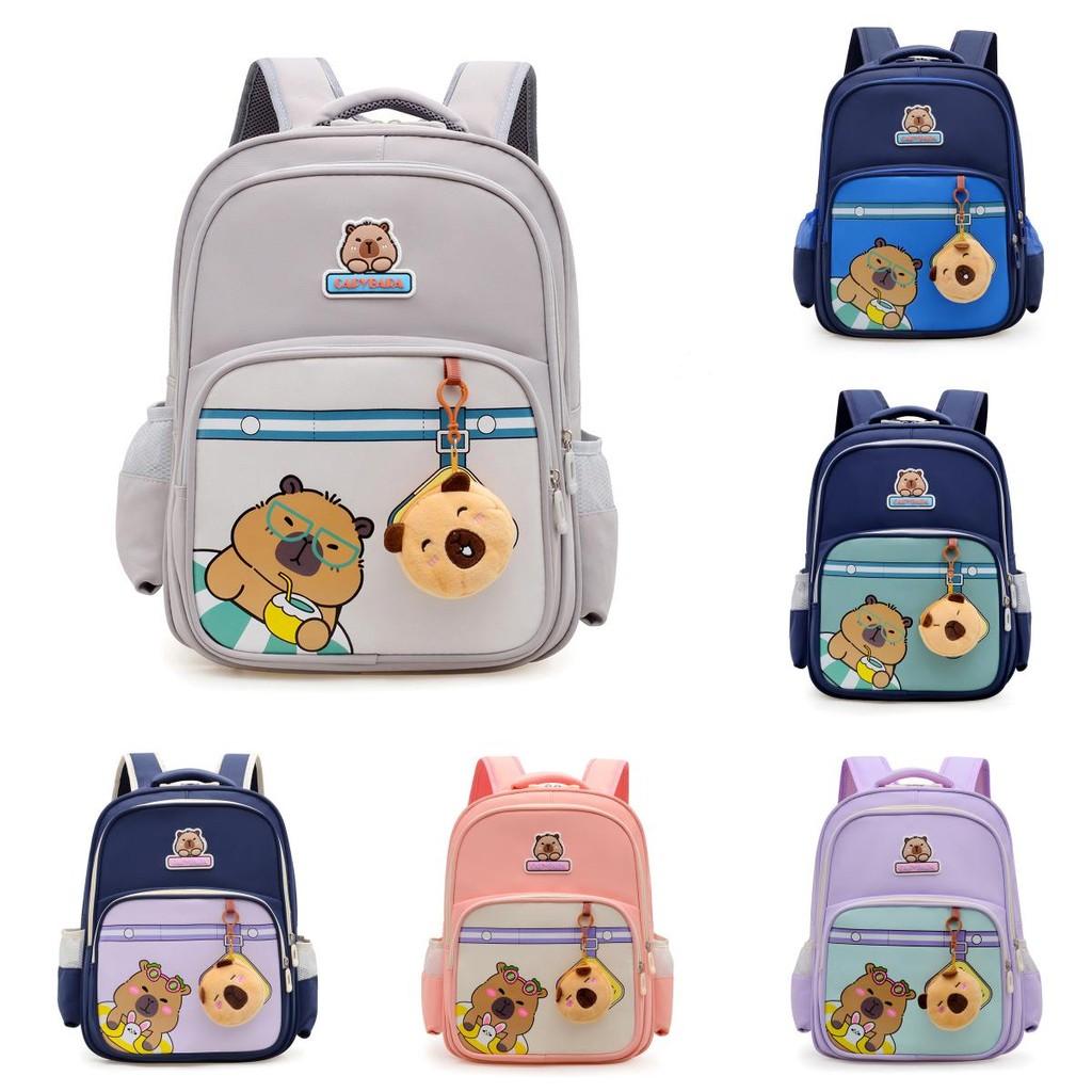 Kids Cartoon Capybara Backpack With Large Capacity And Padding For Elementary School Students