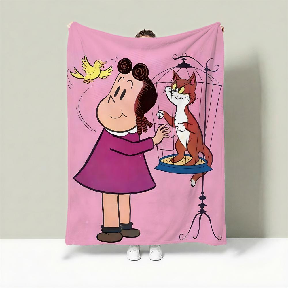 Cartoon T-The Little Lulu Show Throw Lightweight 240g Flannel Blanket Soft Skin-friendly for Summer Cooling