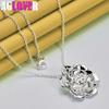 925 Sterling Silver Flower Pendant Necklace Jewelry