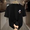 Versatile Black Ice Silk T-Shirt: Unisex Summer Hong Kong Style, Trendy Short Sleeve for Couples