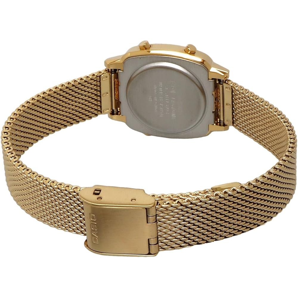Женские цифровые часы Casio LA670WEMY-9 Золотой сетчатый ремешок Международная модель