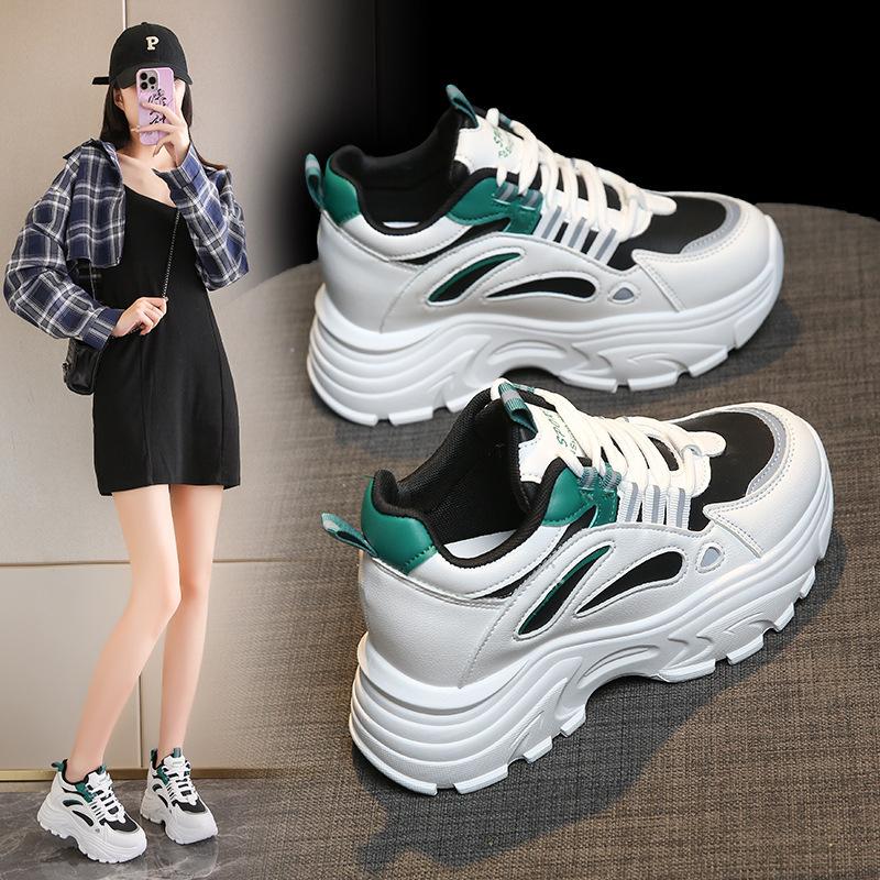 Dad Shoes Girl 2025 Autumn New Korean Version Versatile Skinny Small Man Height Increasing Thick-soled Wedge Heel Casual Sneakers