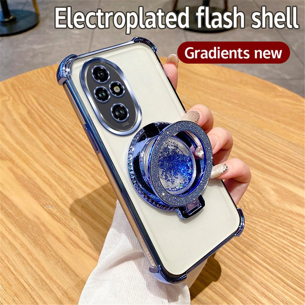 Магнитная подставка-перетекающий песок Чехол для телефона для Honor 200 100 90 80 70 60 50 Pro Градиент Глиттер Ударопрочный Мягкий Силиконовый Чехол-подставка