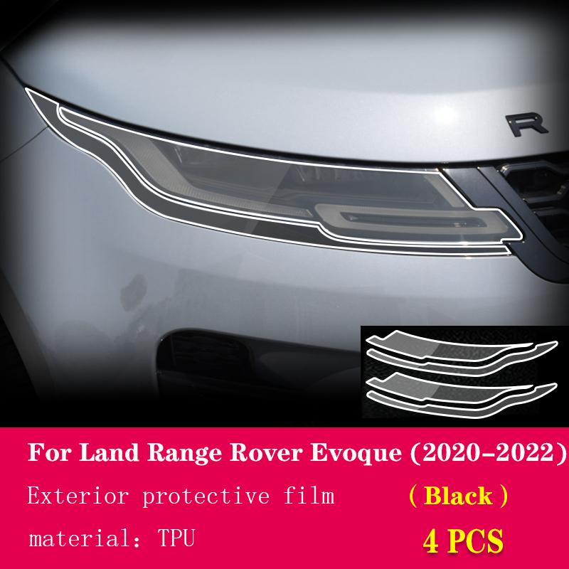 For Land Range Rover Evoque 2015- car Accessories 2 Pcs Car Headlight Protective Film Headlamp Transparent Black TPU Sticker
