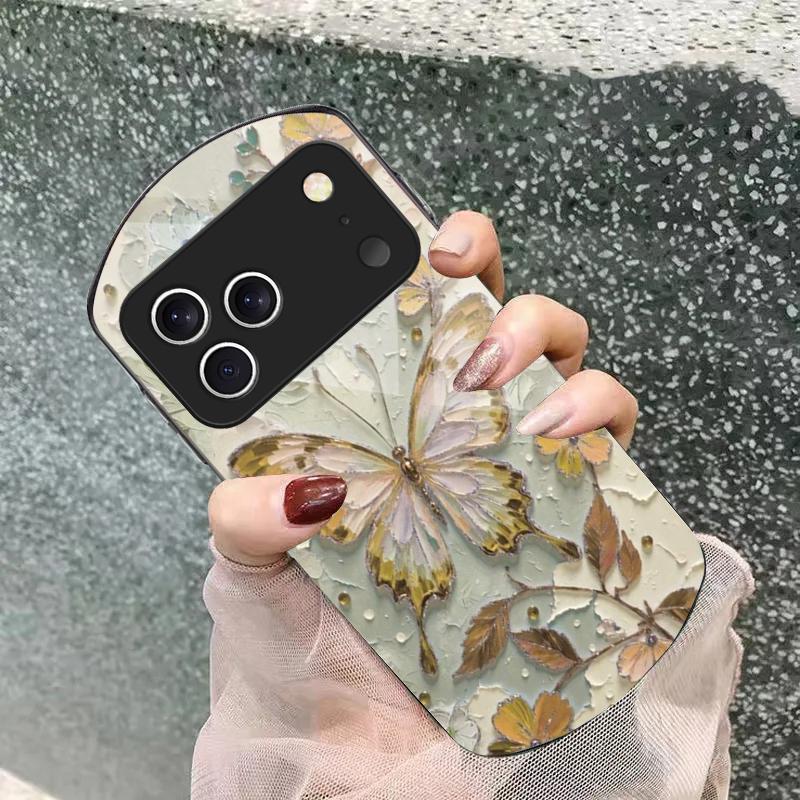 Элегантная розовая бабочка Для iPhone 17 Air 16 15 14 Pro 13 Plus 12 mini 11 Pro Max XR X 7 8 Эллиптический чехол для телефона из закаленного стекла