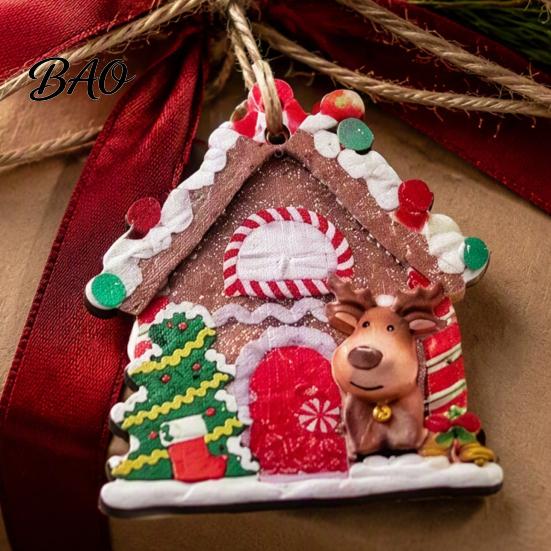 Christmas Fireplace Decorations 12Pcs Wooden Gingerbread House Ornaments for Tree Decorations, Rustic Hanging Xmas Small Gifts Decor with Festive
