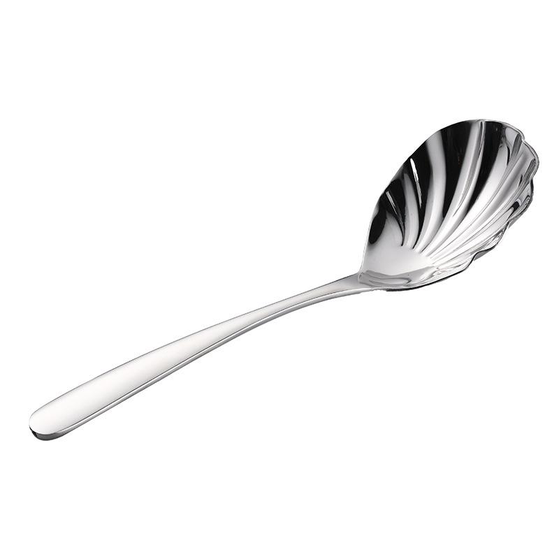 304 Stainless Steel Service Spoon Vegetable Spoon High Value Crack Handle Elegant Shell Lotus Spoon Public Spoon