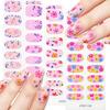 20tips Pink Purple Daisy Full Cover Nail Gel Stickers 3D Self-Adhesive Rose Lily Flower Nail Wraps Cute Summer Floral Nails*1pcs
