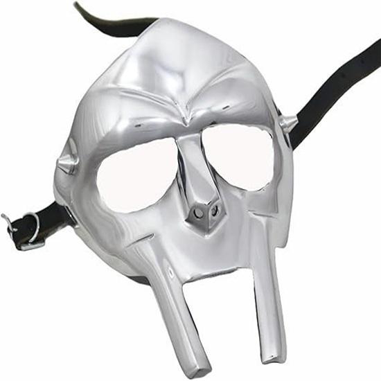 Silver MF DOOM Mask Mad Villan Gladiator Face Mask Armor Medieval Hand-Forged Mask for Halloween Birthday Party Gift