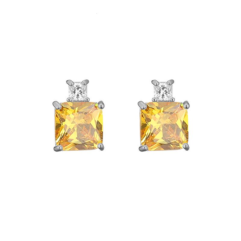 RAKOL Sapphire Color Geometric Square Zircon Stud Earrings for Women