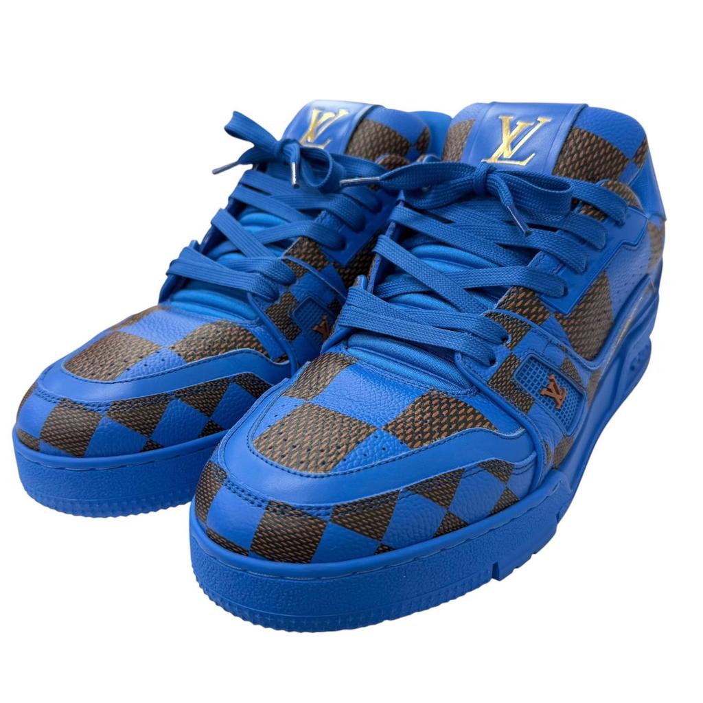 Отличные низкие кроссовки LOUIS VUITTON Линия LV Trainer Кожа Damier мужские 6 Б/у