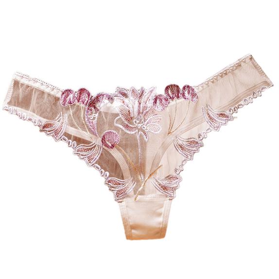 Peony Lace Ladies' Seamless Underpant Low Waist Thong Sexy Lingerie For Women Women's Underwear Transparent Panties