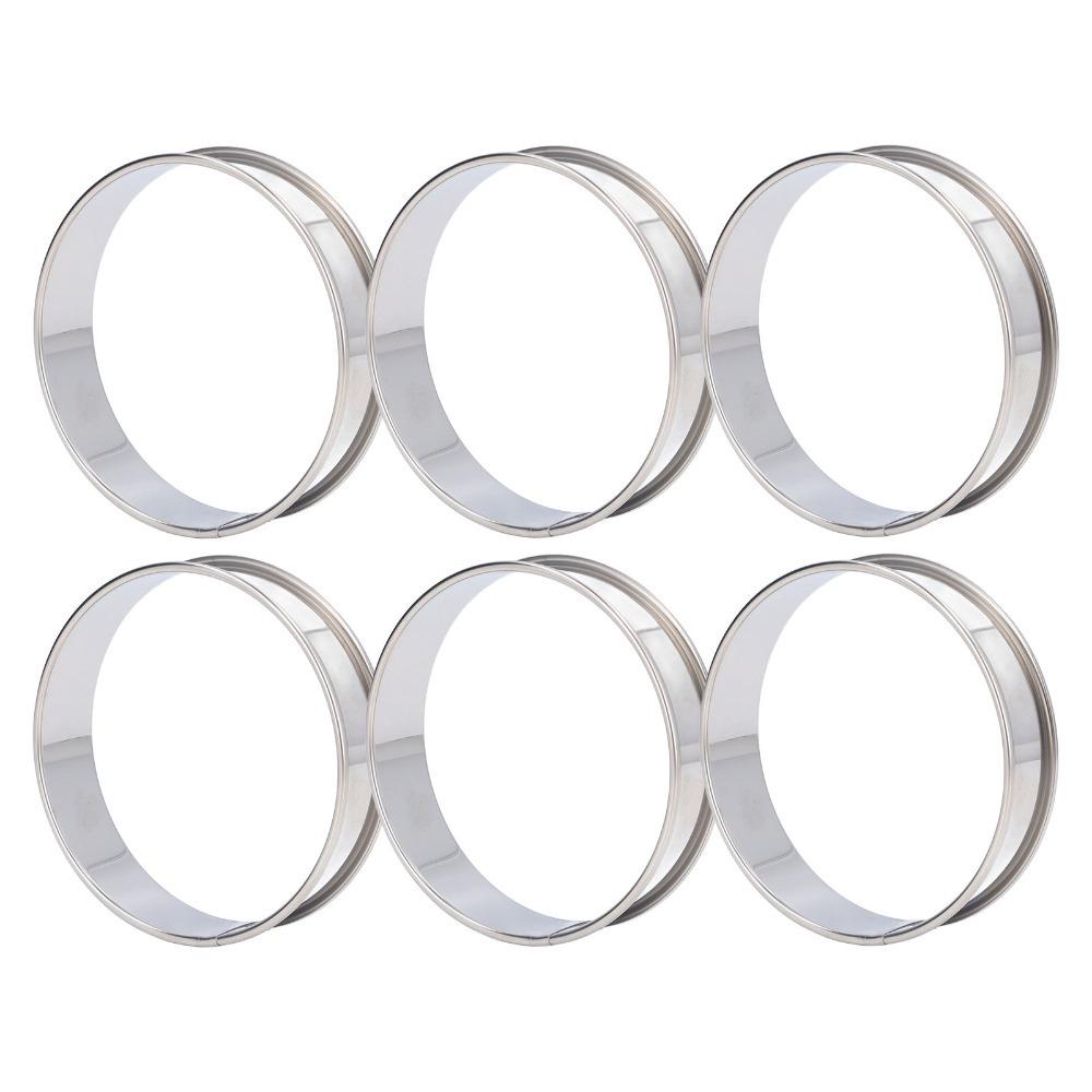 6PCS Easy Demoulding Stainless Steel Crumpet Rings Double Rolled Baking Mold Muffin Baking