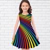Girls 3D Purple Stripes Dresses Kids Girl Party Sleeveless Princess Dress Tank for Girl Over Four Years
