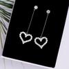 Exquisite Korean Simplicity Jewelry Gift Women's Fashion Temperament Crystal Long Tassel Heart Earrings