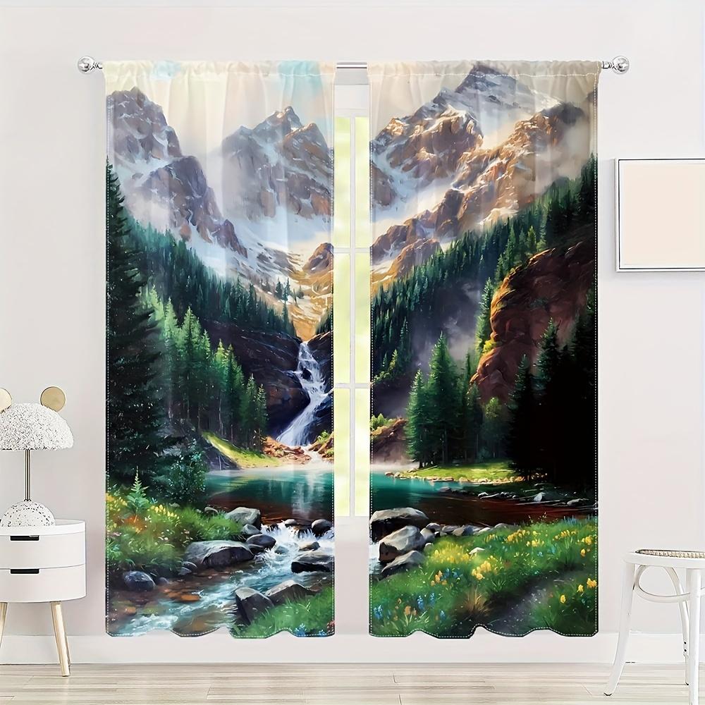 2 панели Природа Пейзаж Солнечный Лес Занавес Водопад Полузатемняющие Занавески Для Спальни Гостиной Окна Кухни Офиса