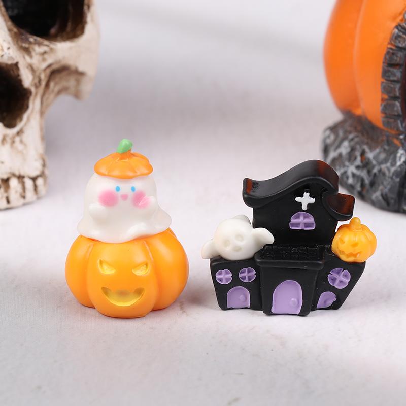 6Pc Cute Halloween Micro Landscape Miniature Figurines Resin Crafts DIY Mini Fairy Garden Desktop Ornaments