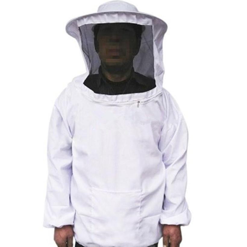 Home Beekeeping Smock Veil Bee Protective Clothes Hat Pull Over Livestock Supplies White Zip Jacket Suit