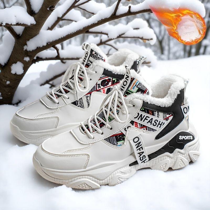 Men's Snow Boots Winter Velvet High-top Sports Shoes Trendy Versatile Thick-soled Thickened Warm Dad Shoes