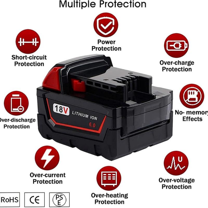 Литий-ионные аккумуляторы 18 В 6,0 Ач для аккумулятора Milwaukee M18 48 -11 -1850 48 -11 -1862 48 -11 -1840 48 -11 -1828 48 -11 -1815 Электроинструменты