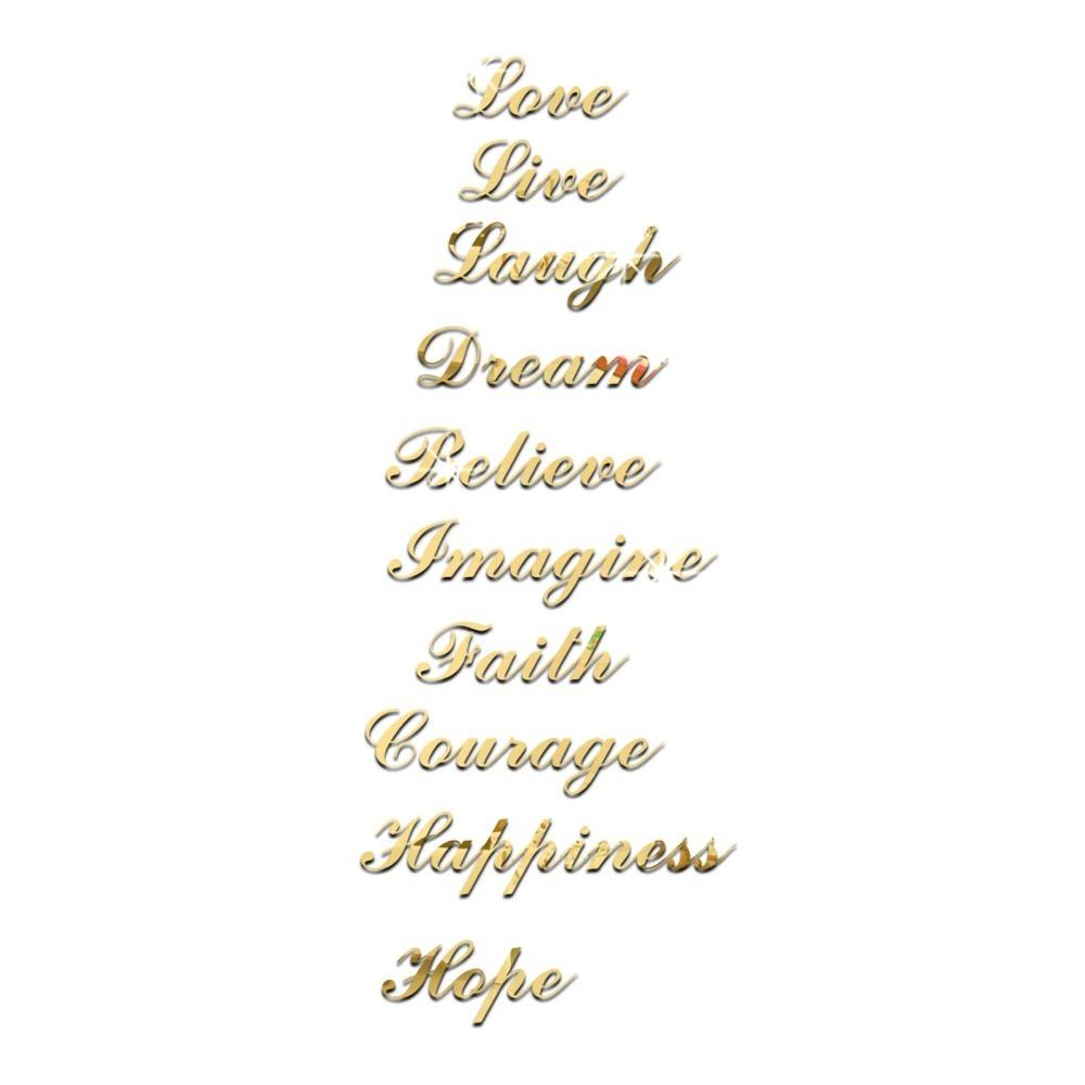 Acrylic Letter Wall Sticker 44.49x5.51in English Letter English Letter Decor Self-Adhesive Silver Gold Home Wall Sticker