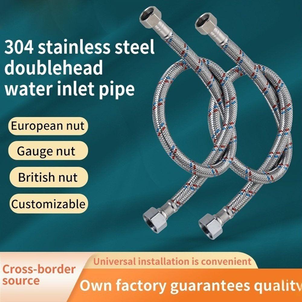 304 Stainless Steel High Pressure Water Supply Tube Dual Head Tube Faucet Connector