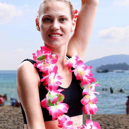 24 шт. гавайские леи из искусственного шелка, ожерелье с цветком, тропическая вечеринка, пляжный танец, леи, день рождения, вечеринка у бассейна