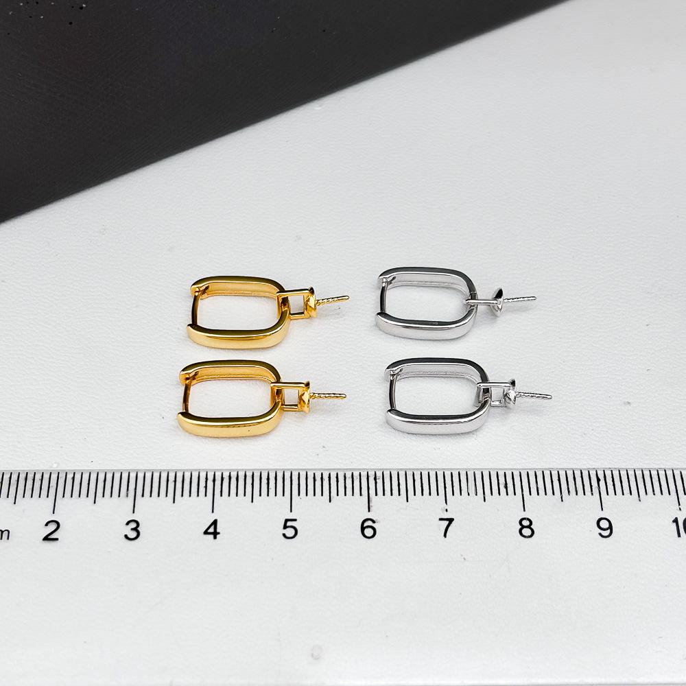 DIY Жемчужная фурнитура S925 Стерлинговое серебро Пуссеты Основы для серег для жемчуга 9-15 мм - Простые серьги-каффы 22293