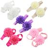 2Pcs Baby Infant Toddler Girl Ribbon Flowers Barefoot Sandals Sock Toe Shoes