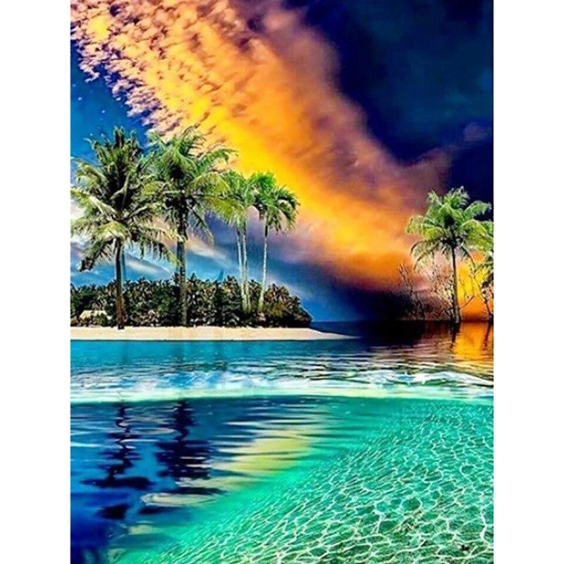 Новая 5D DIY Алмазная Картина Полная Круглая Дрель Пейзаж Вышивка Крестом Вид На Море Алмазная Вышивка Ремесла Домашний Декор Искусство Подарок