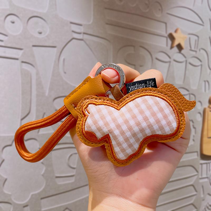Fabric Checkered Fruit Leather Pendant Small Ornamental Creative Accessory Mini Figurine Bag Charm