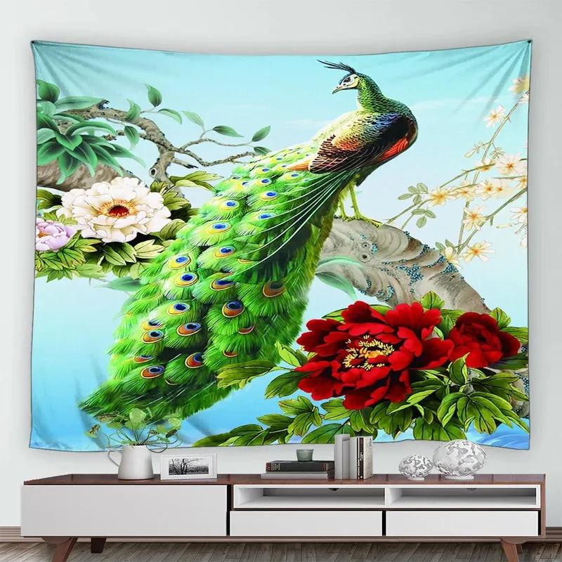 Green Peacock Decorative Tapestry Office Living Room Decor Home Wall Tapestry