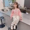 Girls' Cute Pink Rabbit Pullover: Western-Style Long-Sleeved Cotton Sweatshirt for Spring & Autumn 2025