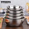 5-piece Stainless Steel Pots Round Thickened and Deepened Pots for Household Kitchens with Soup and Noodles for Washing Vegetables and Draining Pots