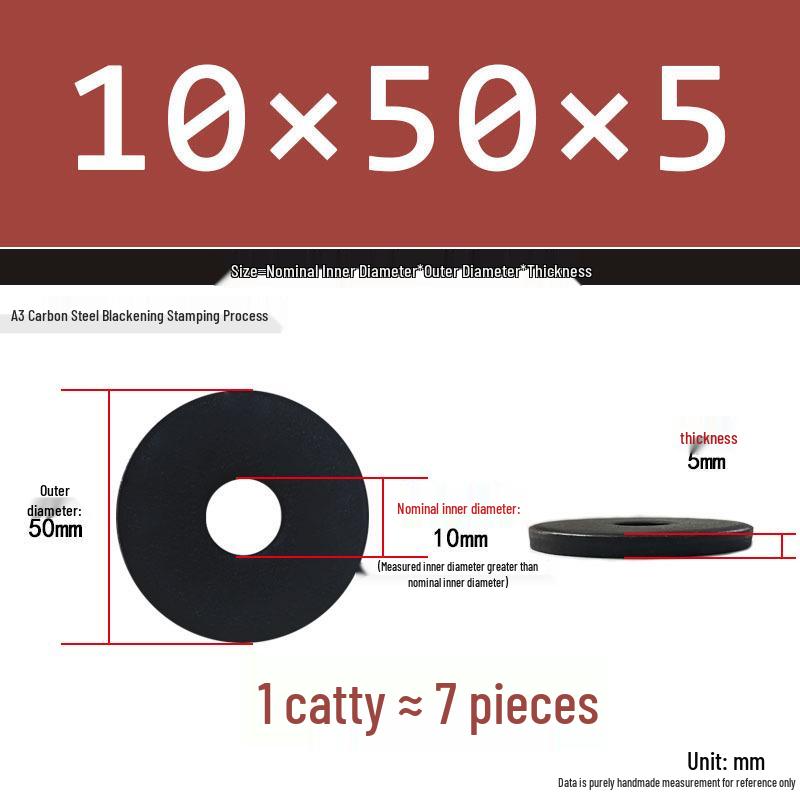 Black Oversized Thickened Round Metal Flat Washer Spacer for Home Use