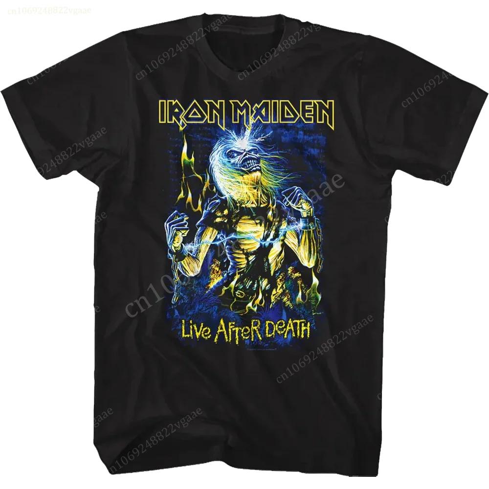 Футболка Iron Maiden 2024 года для мужчин и женщин, винтажная летняя футболка для взрослых из хлопка и полиэстера для детей, хип-хоп, топы, тяжелый металл