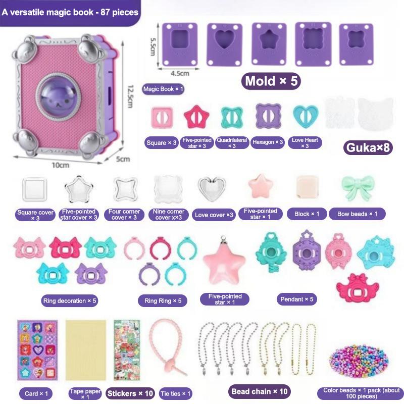 87Pcs Little Bear Diy Versatile Magic Book Cream Glue Goo Card Hand Account Stickers Children'S Toys Diy Jewelry Storage Box