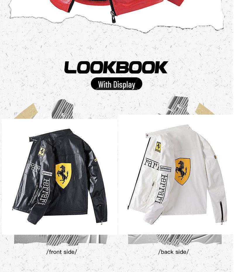 Гоночный костюм F1 в американском стиле: Вышитая кожаная мотоциклетная куртка PPU для зимы - Унисекс