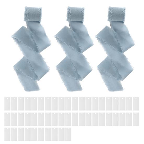 Handwritten Business Cards 50 Sheets Blank Textured Paper Cards with Chiffon Ribbon Wedding Invitations Table Name Tags for Party Banquet Office Decor