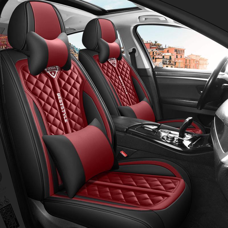 Universal Four-Season Cartoon Leather Car Seat Cushion Set for Five Seats