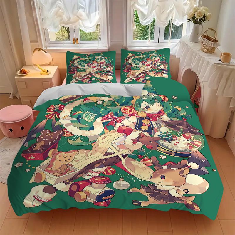 3pcs Christmas Fantasy Quilt Cover Set - Soft & Comfortable Polyester Fabric, All-Season Breathable Comforter Set For 1 Quilt Cover & 2 Pillowcas