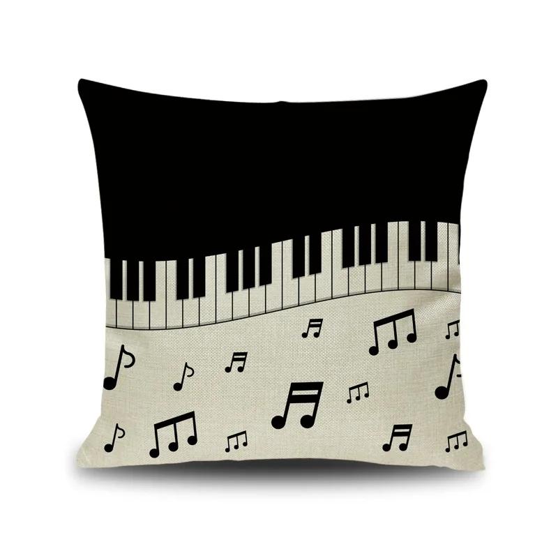 45X45CM Piano Key Wonderful Notes Decorative Pillowcase Car Sofa Art Piece Office Seat Cushion Cover Home Decoration