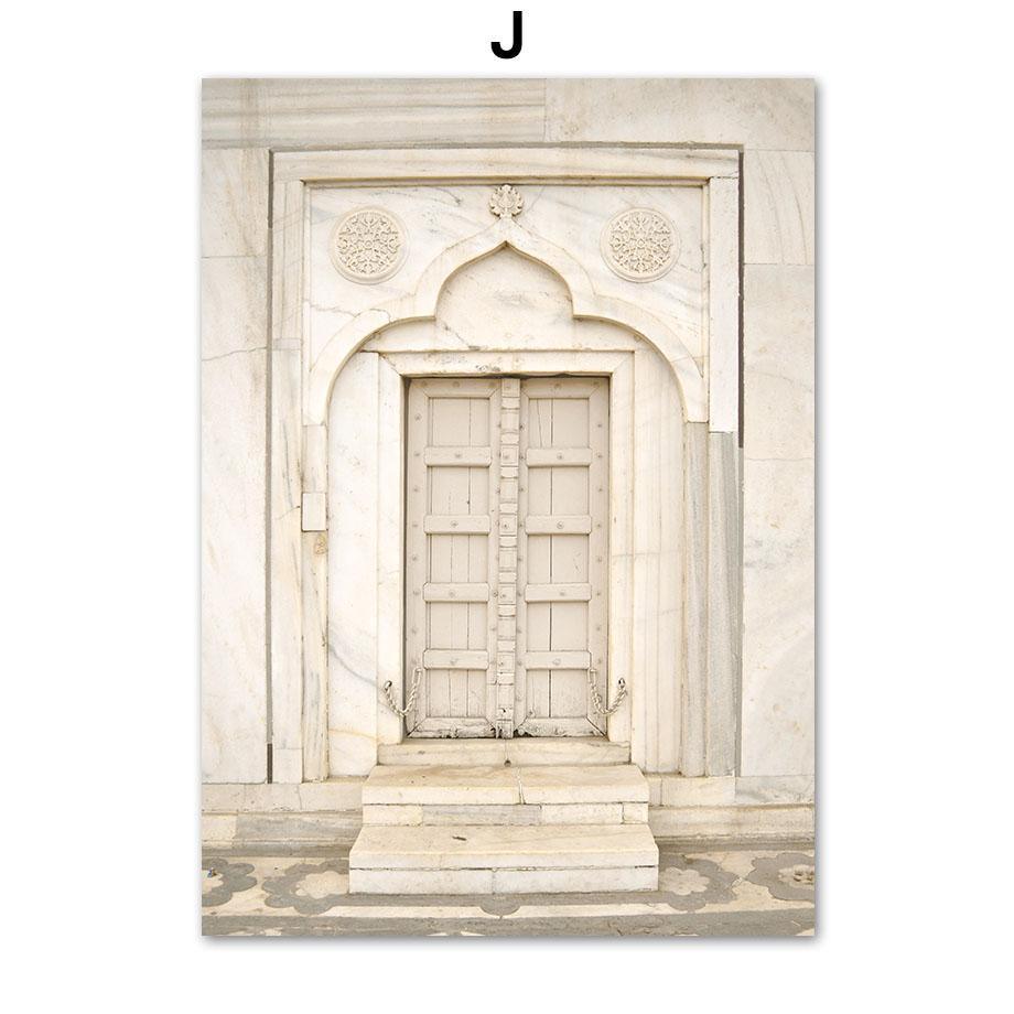 Исламская мечеть Коран Галерея Дверь Цветы Плакаты Печать Настенное искусство Холст Картина Скандинавские настенные картины для декора гостиной