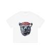 White T Shirt Bear Head With Red Bandana And Cigar Graphic Print Casual Streetwear For Men And Women