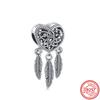 Angel Heart Wing Feather Balloon Pavé Newest  Sale Beads Fit Original  Charm Bracelet 925 Sterling Silver Jewelry